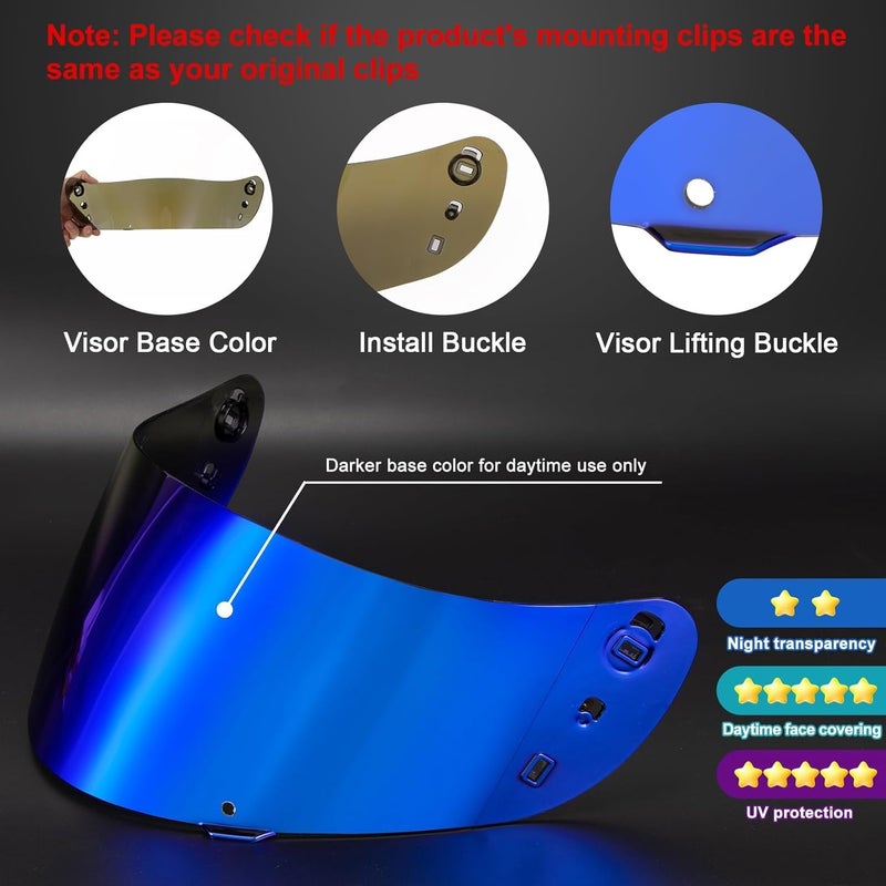 psler Icon Ic04 Visor - Icon Ic-04 Airframe Pro/Airmada/Airform Visor Motorcycle Helmet Tinted Visor UV Protection Face Shield Replacement for Ic04,Deep Blue - Image 4